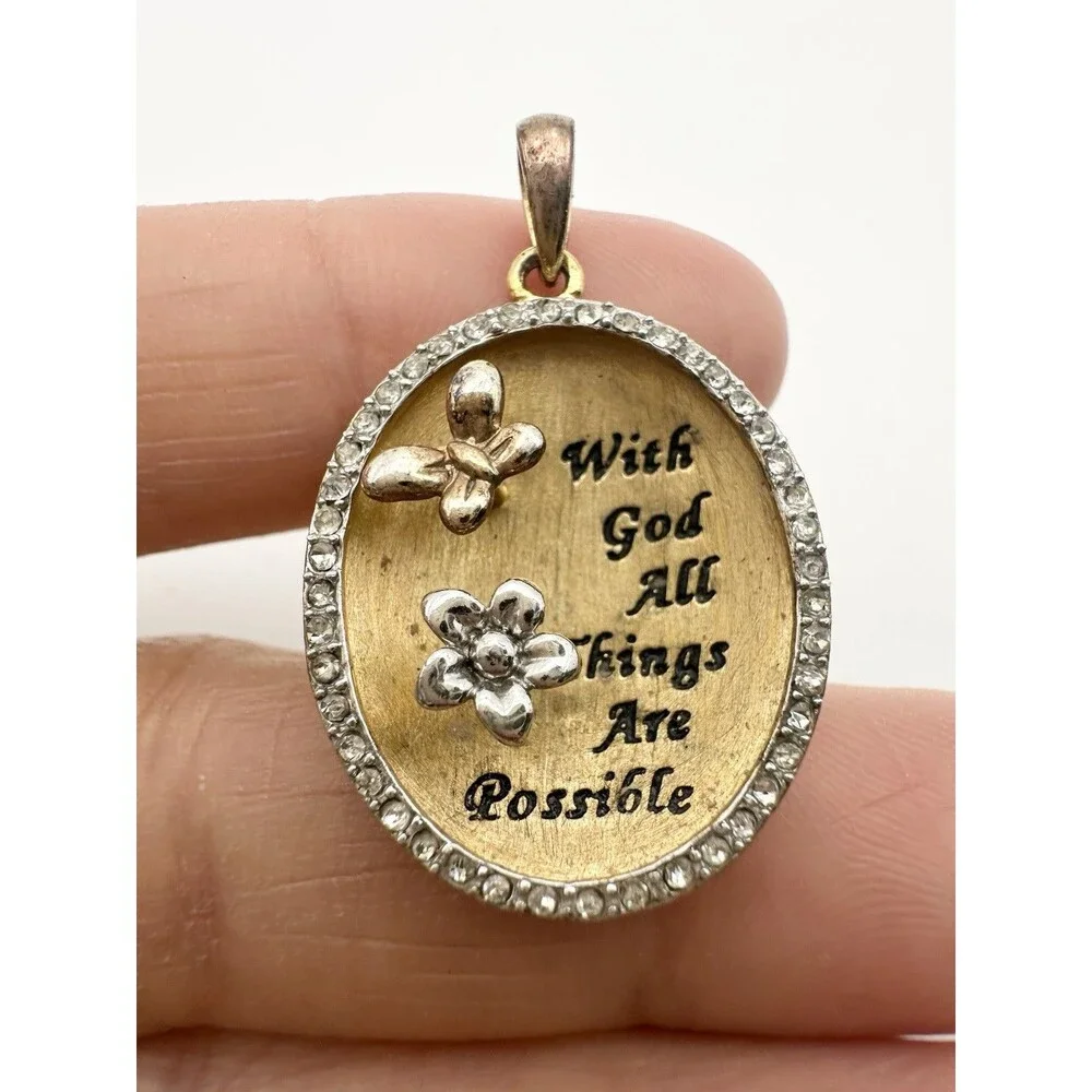 RL 925 Sterling Silver Gold Vermeil With God All Things Are Possible Pendant